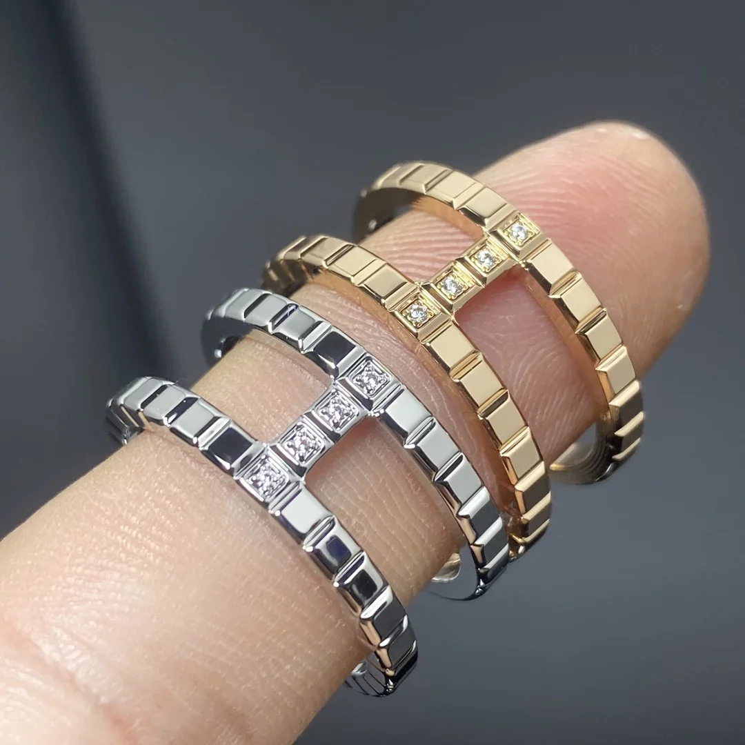 CY 925 Sterling Silver Classic Luxury Jewelry Rubik's Cube Small Ice Block Couple Ring Wedding Ring Minimalist Style