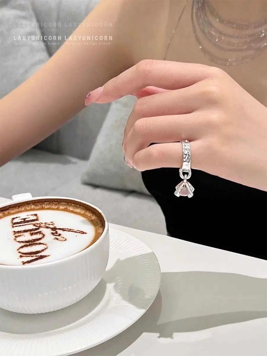 Sparkling Exquisite Personalized and Dynamic Zircon Pendant Ring Women\'s Design Sense Tail Ring Ring Opening Niche Jewelry Gift