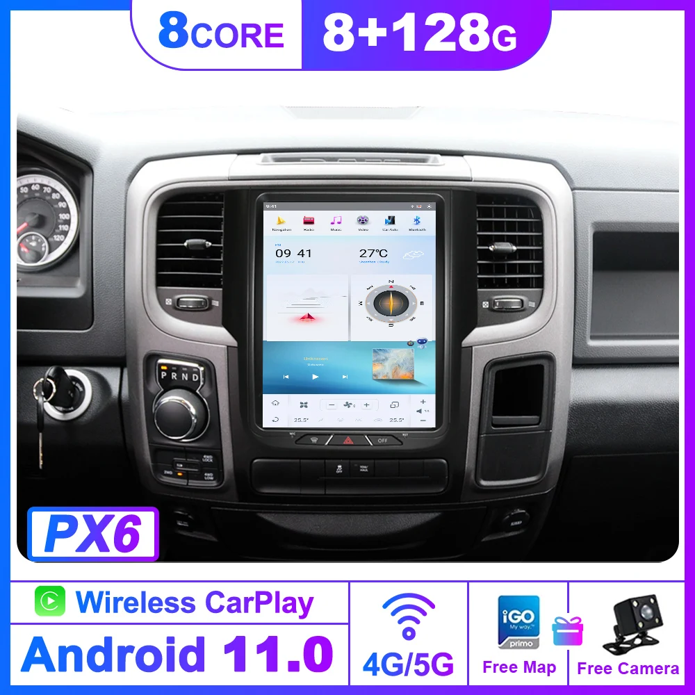 8G+128G Android 13 car multimedia player For Dodge RAM 1500 2014 2015 2016 2017 2018 car radio stereo head unit IPS