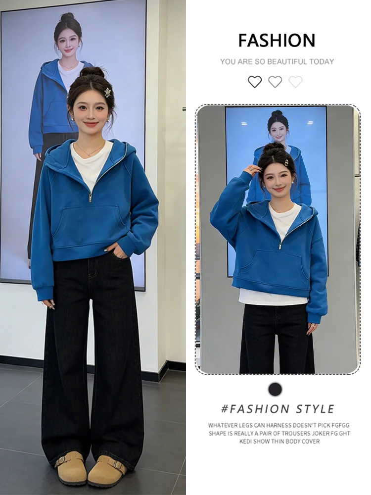 

Spring Autumn 2026 Women's Hoodie Sweatirt f Zipper Overhead Long Sve Faion Design Casual Comfortable Top