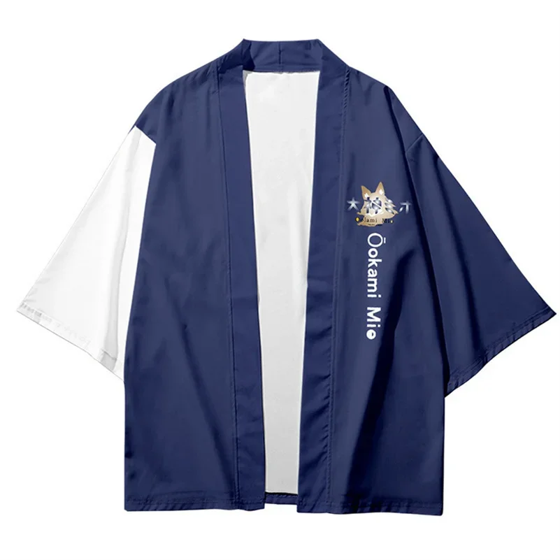Nekomata أوكايو قميص الملابس التقليدية هاوري تأثيري كيمونو أوكامي سترة يوكاتا #4