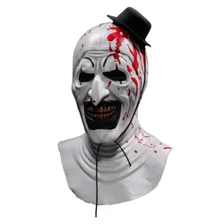 Máscara de payaso de Horror, sombrero de Joker malvado de demonio sangriento espeluznante, casco de látex, accesorios de disfraz de fiesta de Halloween