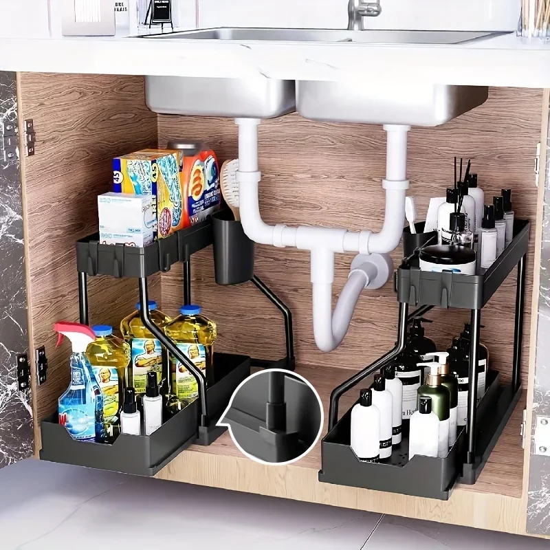 2-Tier L-Shaped Kitchen Sink Organizer  Space-Saving  for Your Kitchen - No Power Required