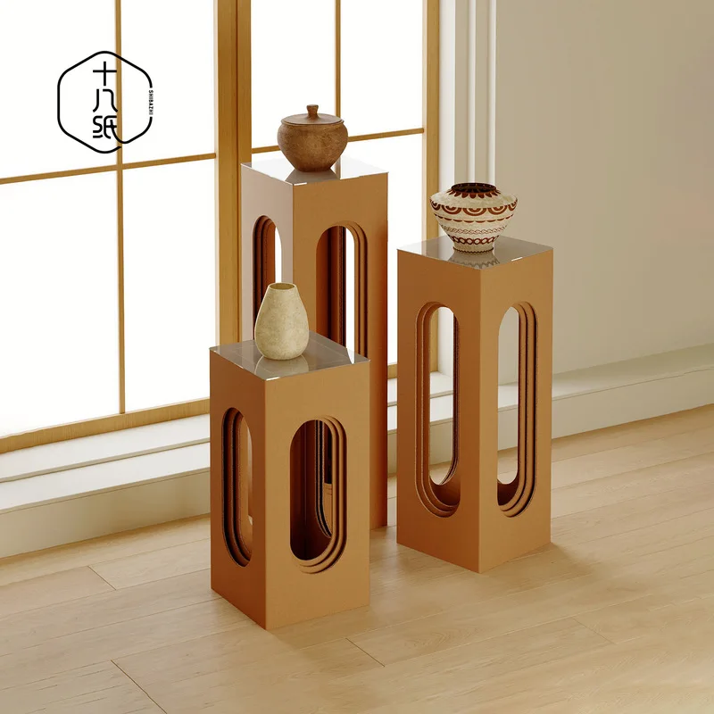 Eighteen-Layer Corrugated Cardboard Display Stand, Roman-Style Display Cabinet, Sample Display Cabinet, Beauty Salon Product Dis