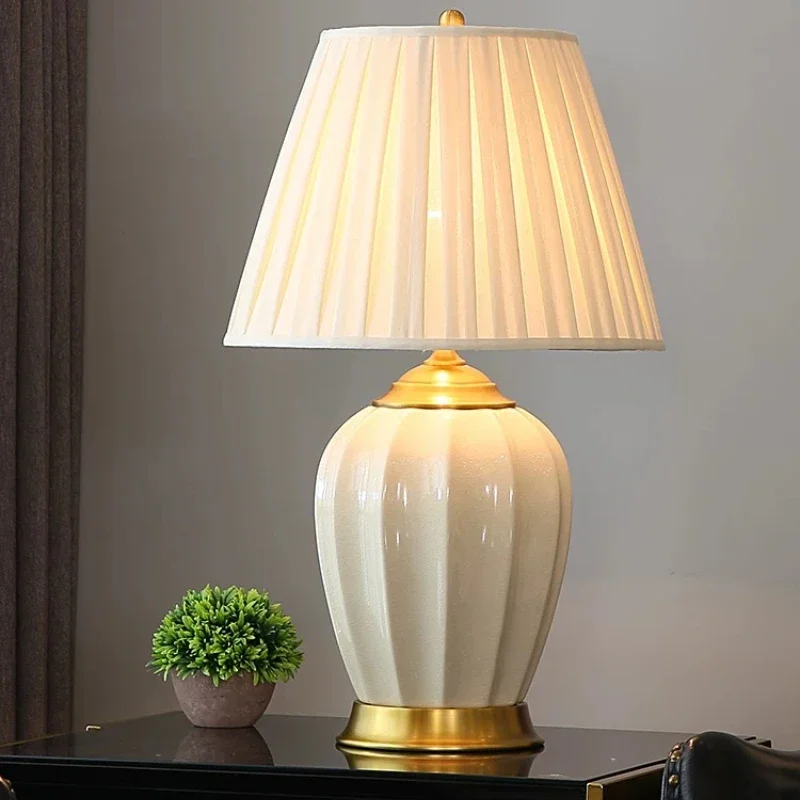 American Luxury Floor Lamps Ceramics Standing Light Living Room Bedroom Hotel Lobby Background