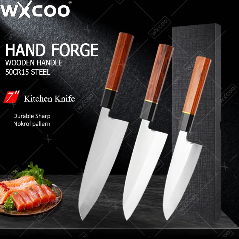 

Профессиональный японский нож шеф-повара, нож для сашими, тесак для мяса, нарезка фруктов, кованый кухонный нож Кирицуке с восьмиугольной ручкой