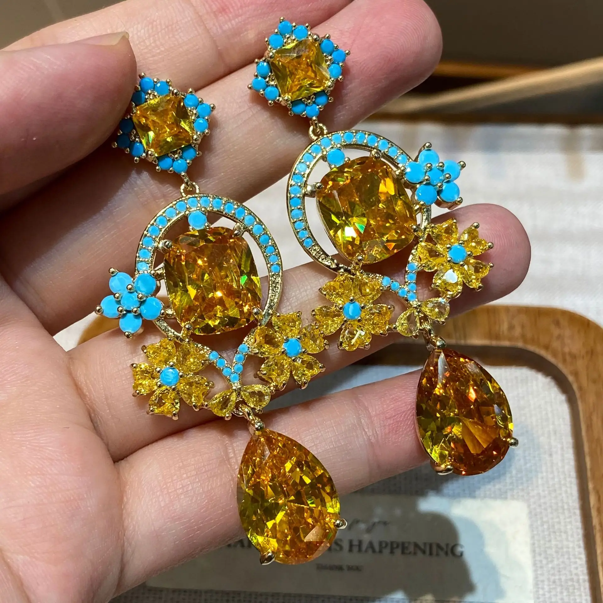 

Romantic Dreamy Flower Earrings with Zircon Stones Jewelry for Women Elegant Fashionable Accessory