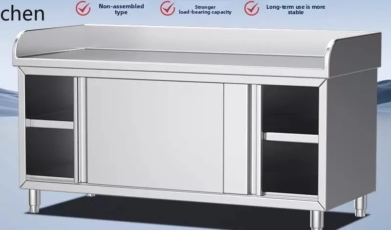 ZML Extra Thick Stainless Steel Workbench with Edge, Commercial Dough Kneading Multi-Functional Kitchen Cabinet Operation Table