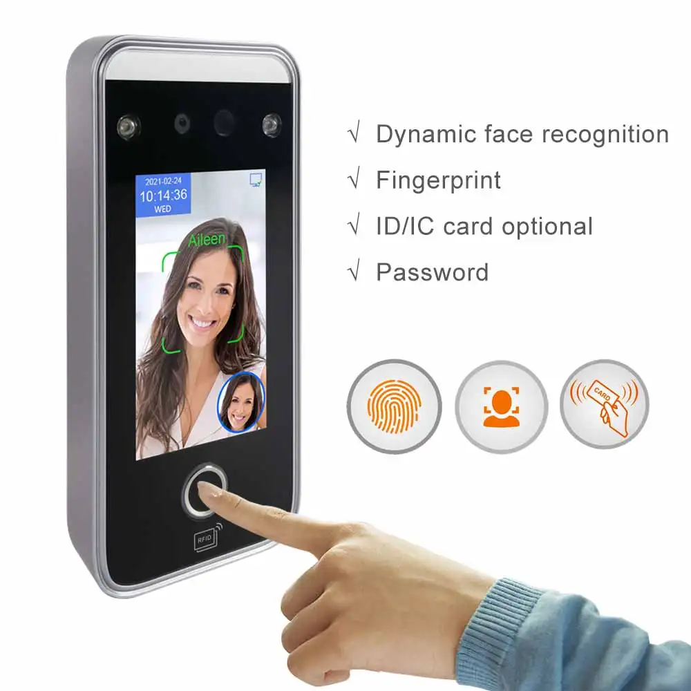 Biometric AI Face Recognition Fingerprint Time Attendance Access Control Machine With Cloud Based Software Wifi