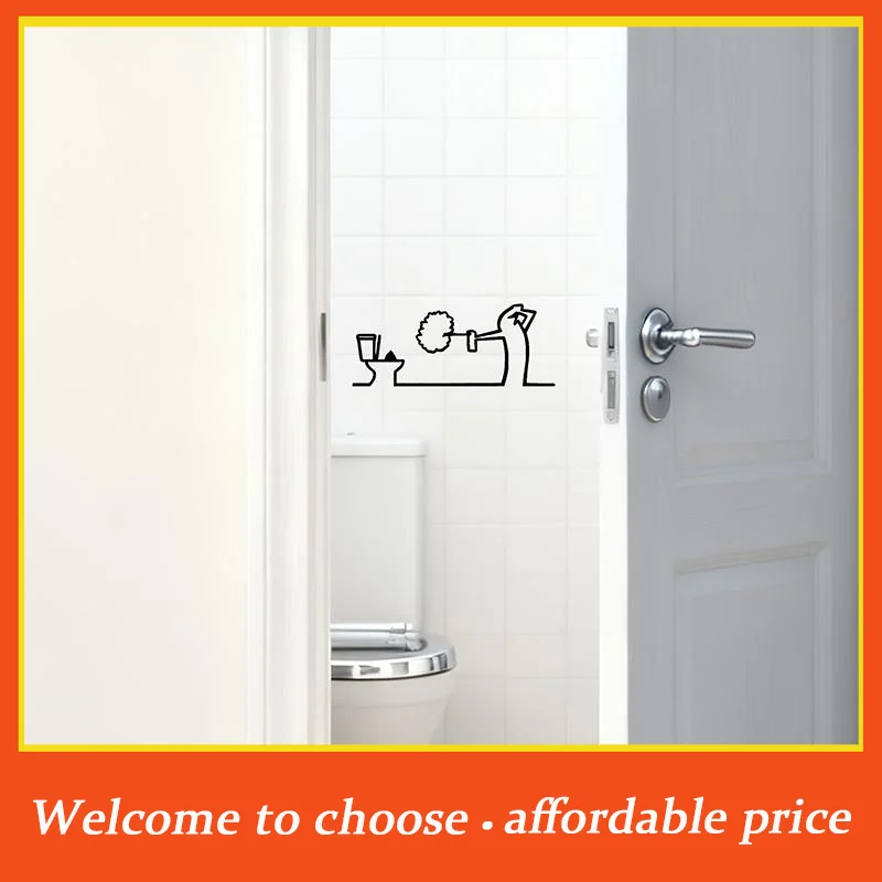 Minimalist Line Metal Bathroom Sign Ornament Toilet Symbol Shower Figure Door Art Sign Home Wall Art Decoration Humorous Design'