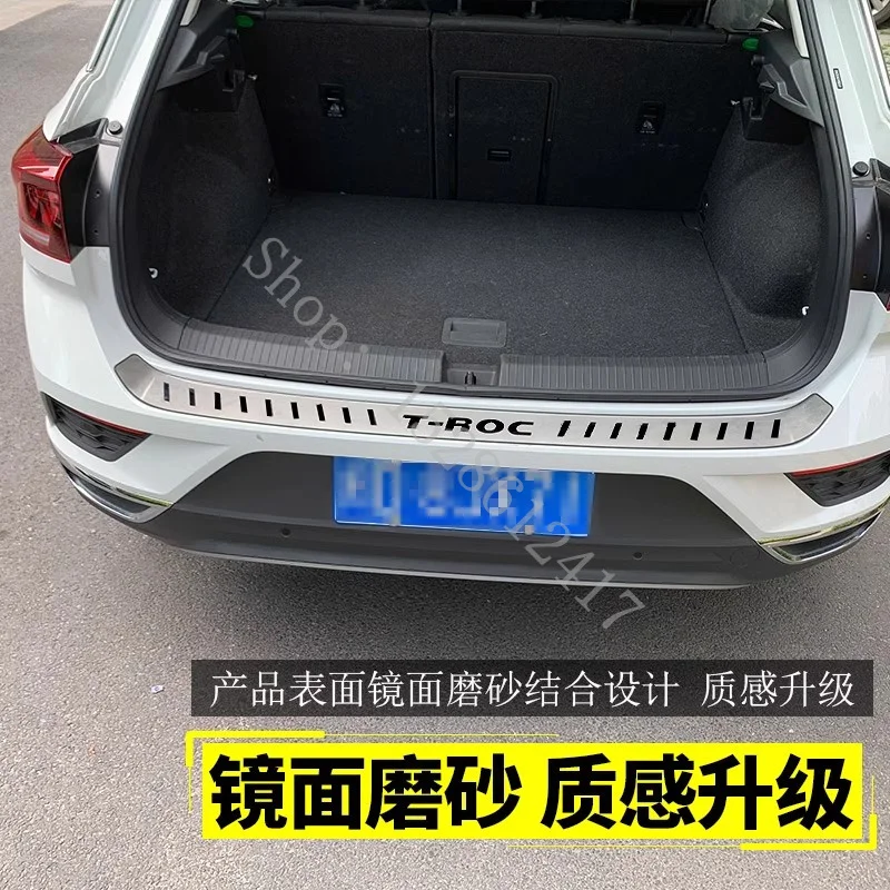 car accessories For VW/Volkswagen T-ROC TROC 2018~2024 Rear Door Bumper Protector sill plate Protector Sill Rear boot guard Trim