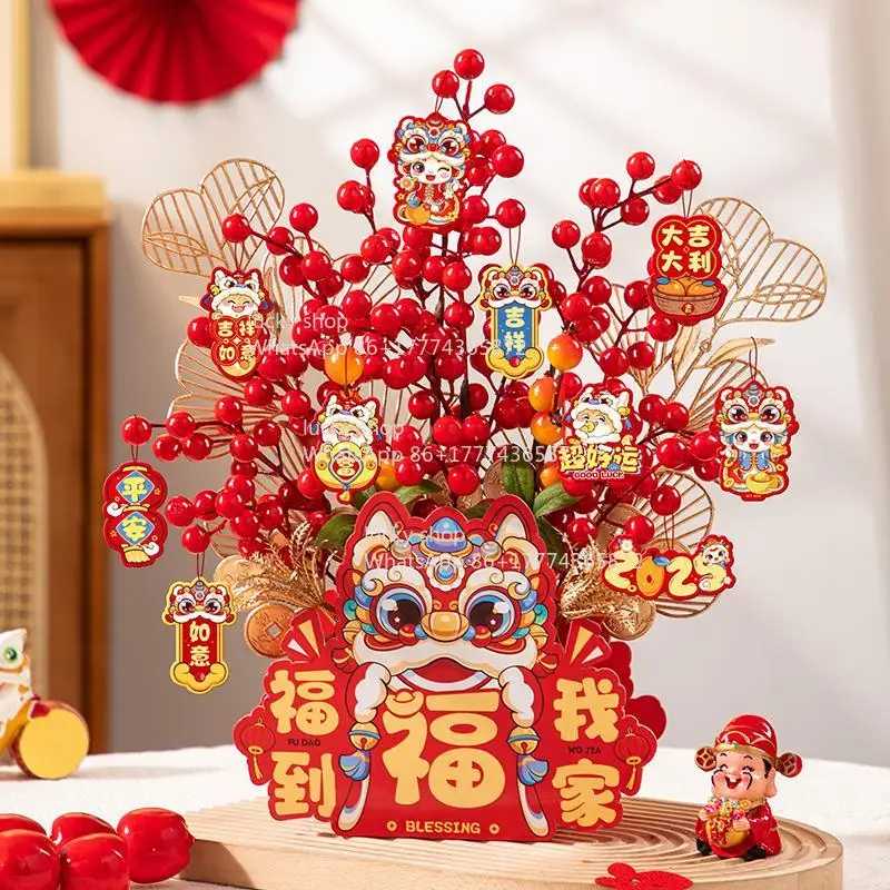 2026  New Year's Blessing Bucket Window Decoration Store Opening Celebration Ornament Fortune Fruit