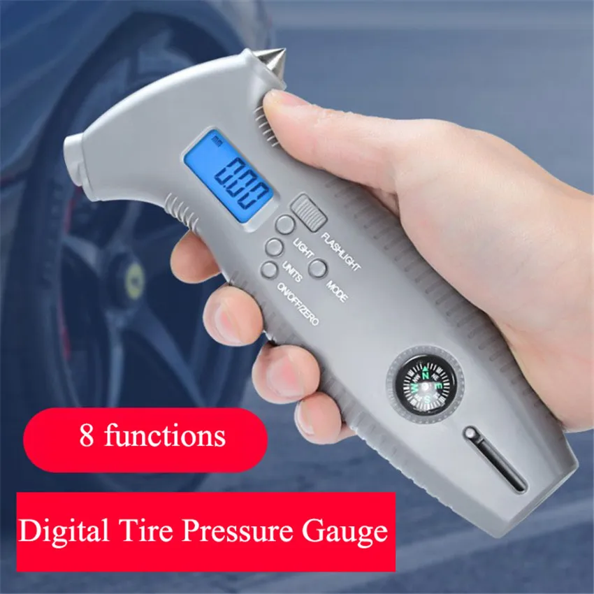 0.1mm High Precision Digital Tire Pressure Gauges LCD Backlight Auto Car Tire Pressure Gauges Measuring Tire Depth Gauge Tools