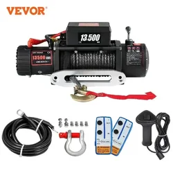 VEVOR Electric Winch 13500 LBS 12V Synthetic Tow Rope Winch 27M/92FT Lifting Hoist for 4X4 Car Trailer ATV Truck Off Road Boat