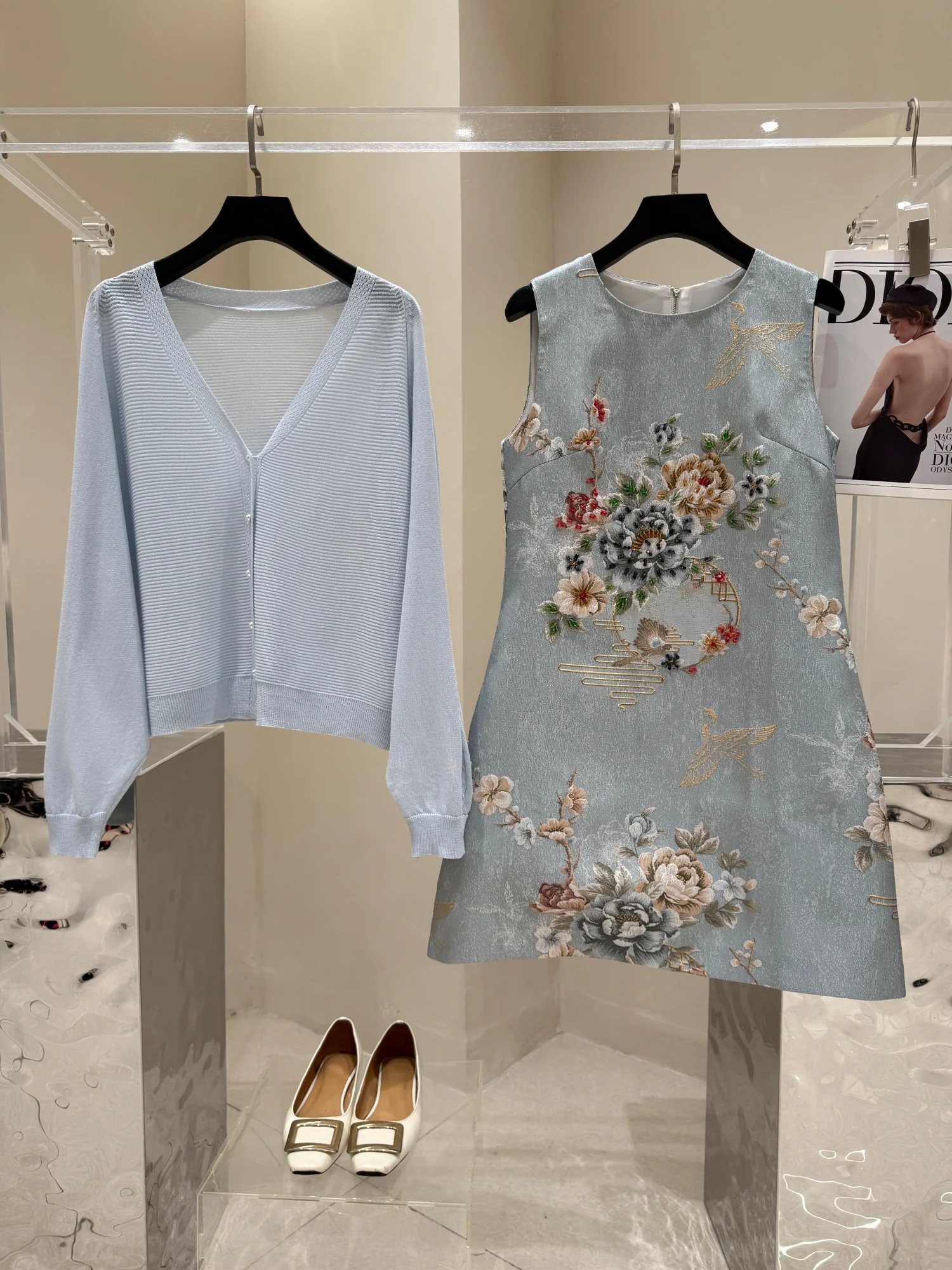 

Spring 2026 Ele Diamond Embellied Heavy Work Dr Set Women's Luxury Faion Small Size Two-Piece Suit Casual Leisure
