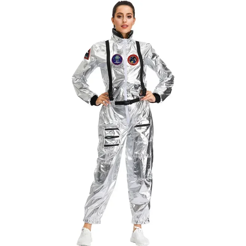 Adult Astronaut Space Jumpsuit Halloween Spaceman Cosplay Party Pilots Couple Costume