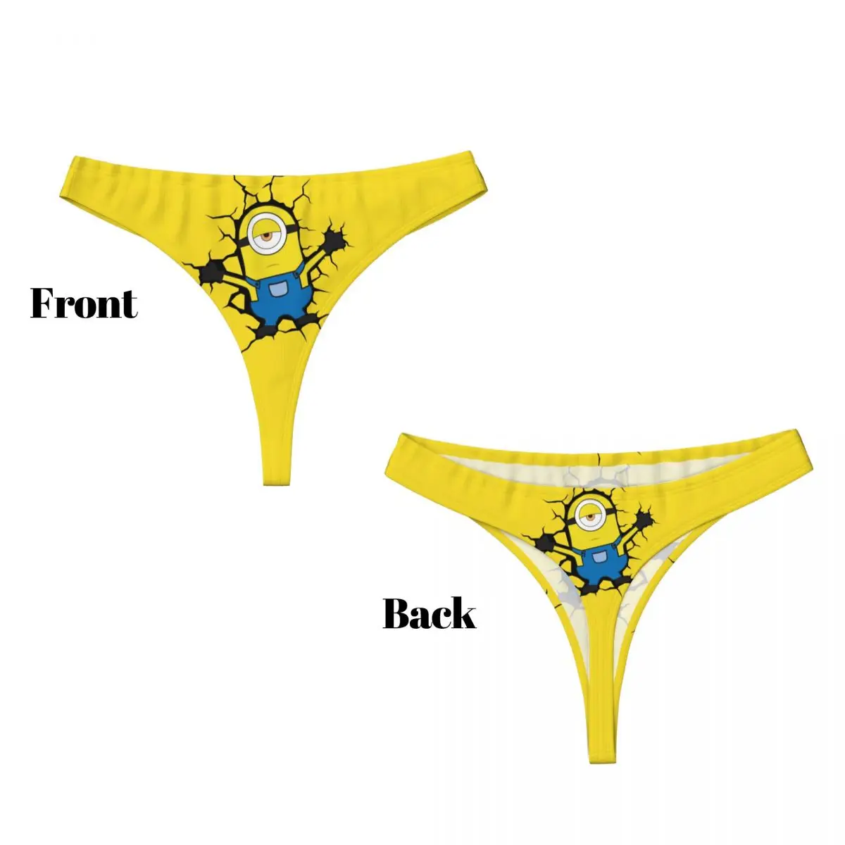 Custom Womens Minions Broke The Wall G-string Panties Female Comfort Thongs Underwear