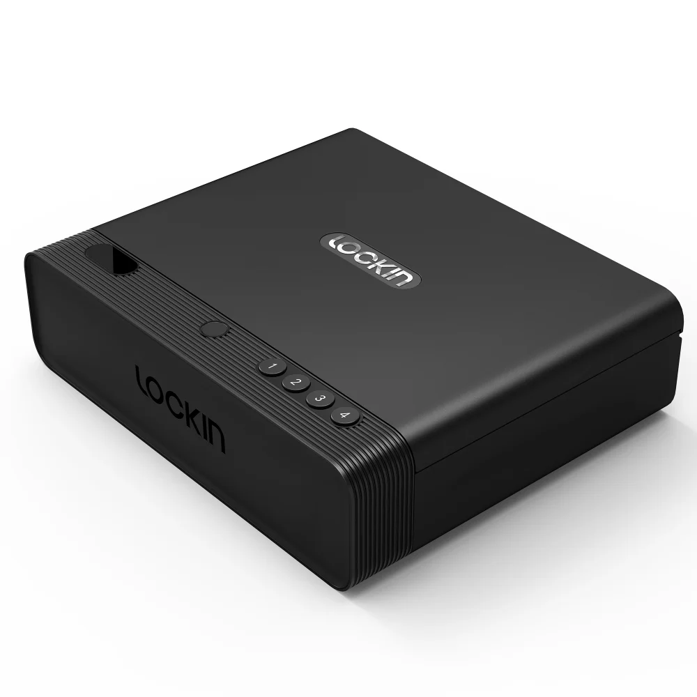 Biometric Pistol Safety for 0.4s Quick Access with Fingerprint/numeric Keypad/app/key Unlock Nightstand Car Gun Safety Device