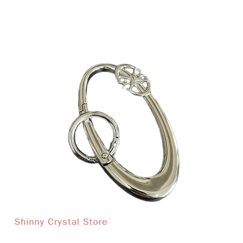 Y2K Punk Star Oval Metal Carabiner Keychain Mountaineering Car Key Ring Gothic Backpack Waist Hanging Decor