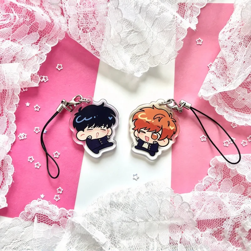 Go For It Nakamura Acrylic Keychain & Phone Charm Set - Cute Chibi Anime Character Pendant with Lanyard for Fans