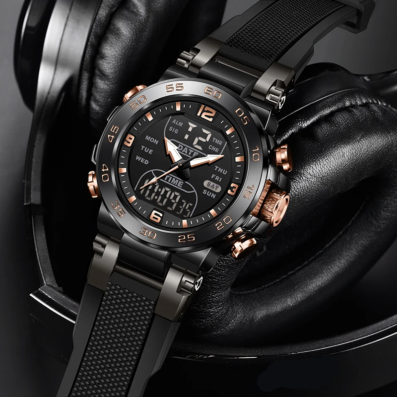 موضة جديدة FOXBOX ساعة رجالية إلكترونية رقمية بسيطة كاجوال رياضية بتقويم إنذار مقاوم للماء ساعات رجالية مضيئة كرونوغراف