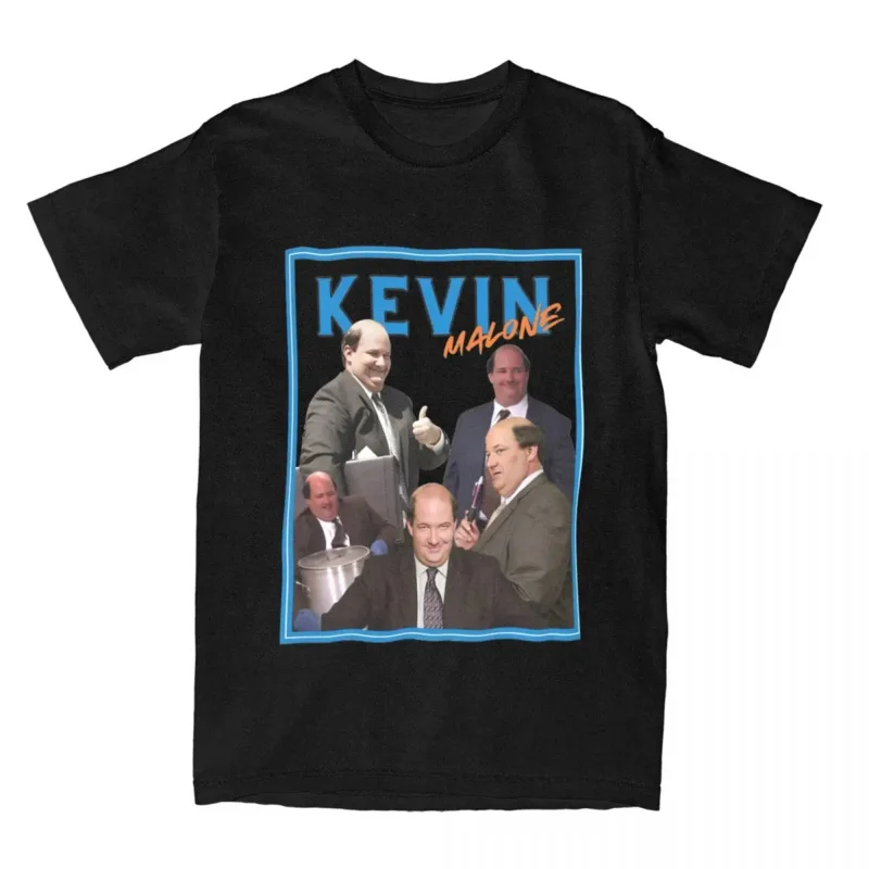 Y2K Funny Kevin Malone T- Men Round Collar Cotton T Shirts The Office TV Show Short Sleeve Tee Shirt Birthday Gift Tops