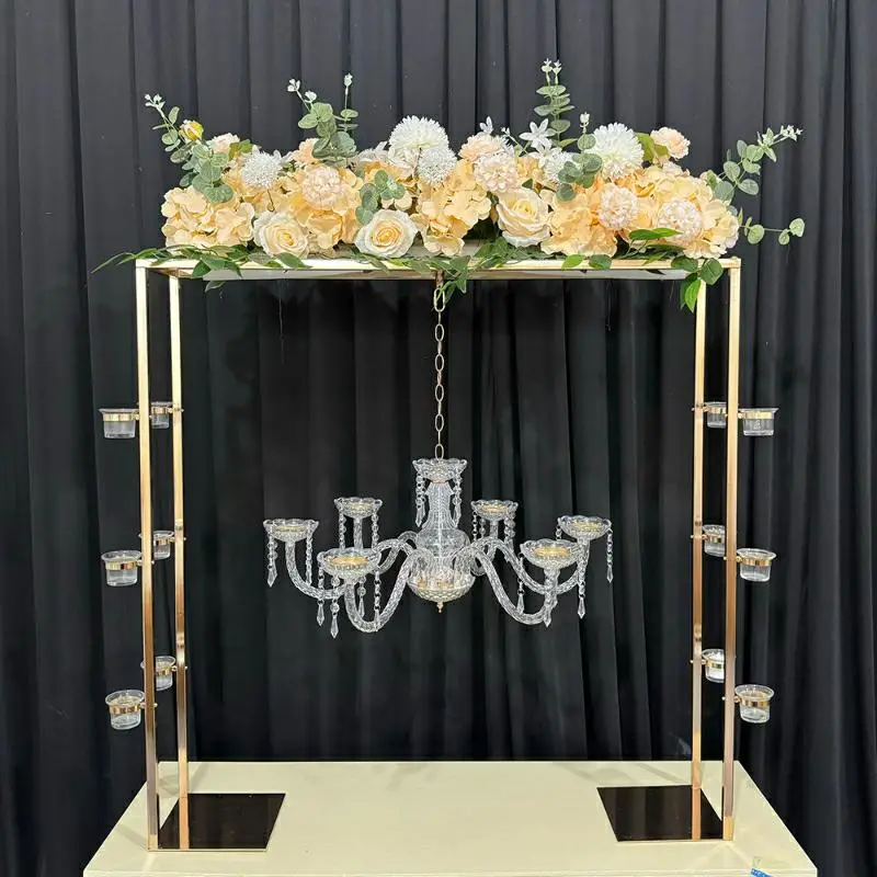 Luxury Event Party Table Centerpieces Candle Decoration Flower Arch Chandelier Ornaments Display Stand Flower Row Holder 5PCS