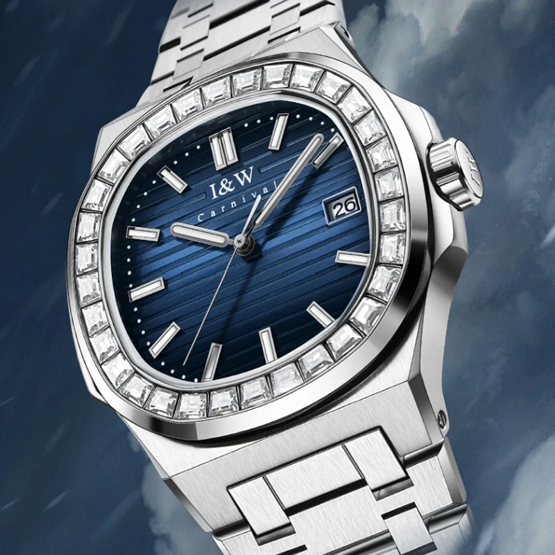 كرنفال العلامة التجارية IW الراقية سلسلة المستوردة حركة ساعة ميكانيكية للرجال 50 متر مقاوم للماء تاريخ الياقوت الساعات الفاخرة رجالي #4