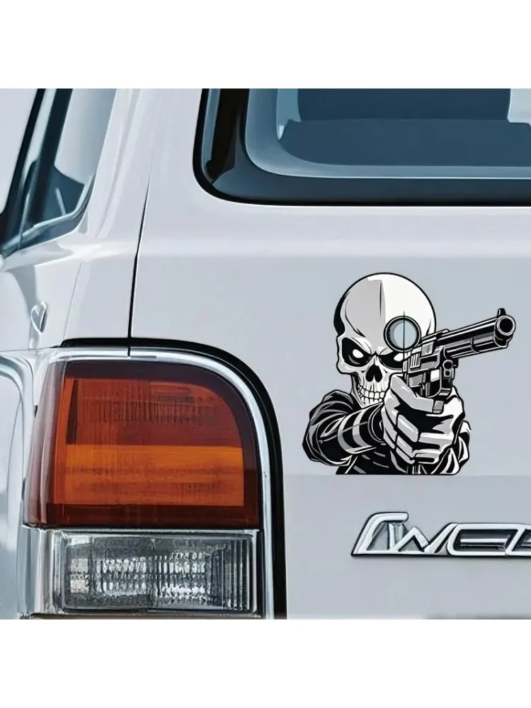 AliExpress NONE 2/4PCS Tactical Skeleton Gun Sticker Waterproof Vinyl Decal for Car Motorcycle Bike Helmet Laptop Decor