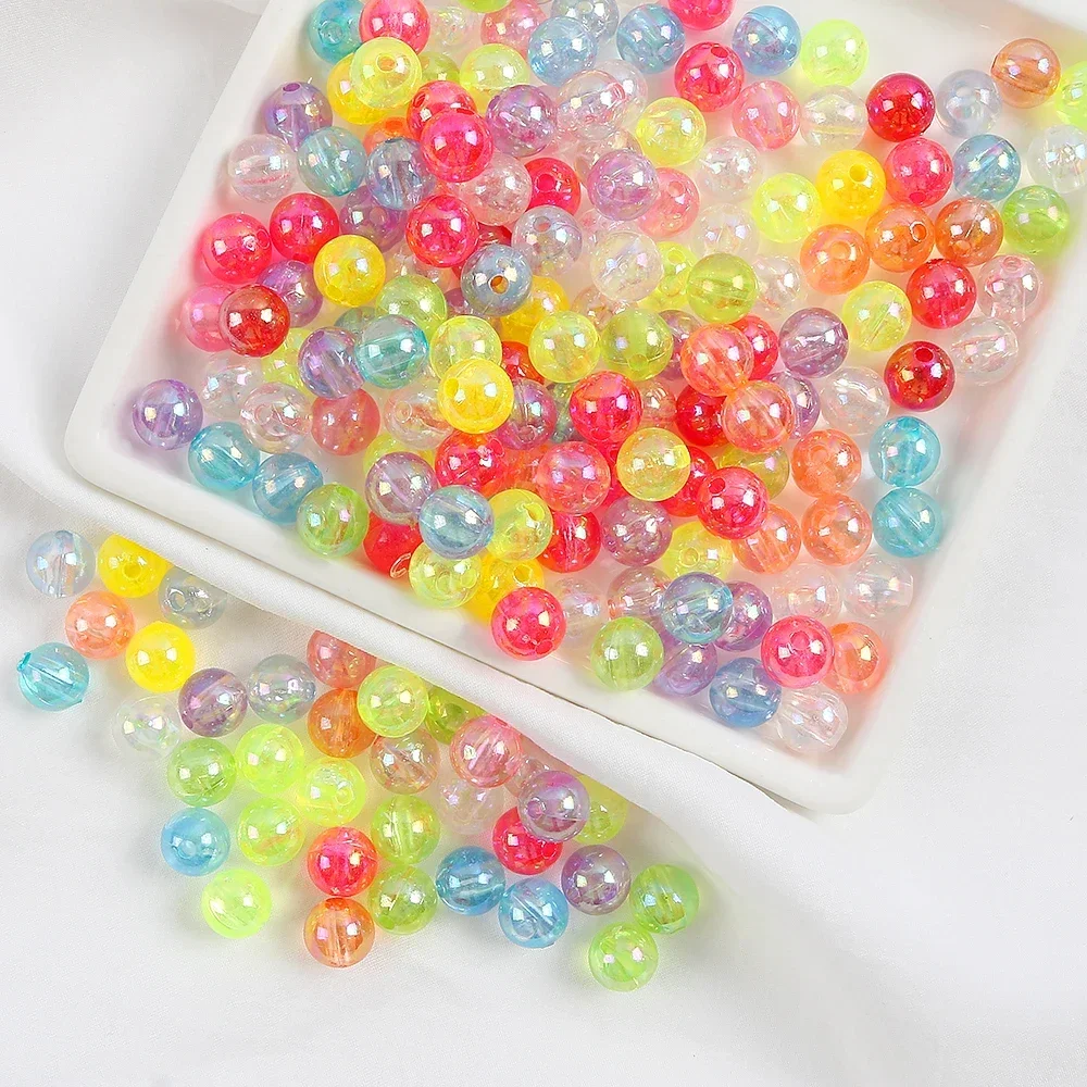 4-16mm Acrylic Plated AB Color Beads Round Loose Beads For Bracelet Necklace DIY Bracelet Necklace Jewelry Making