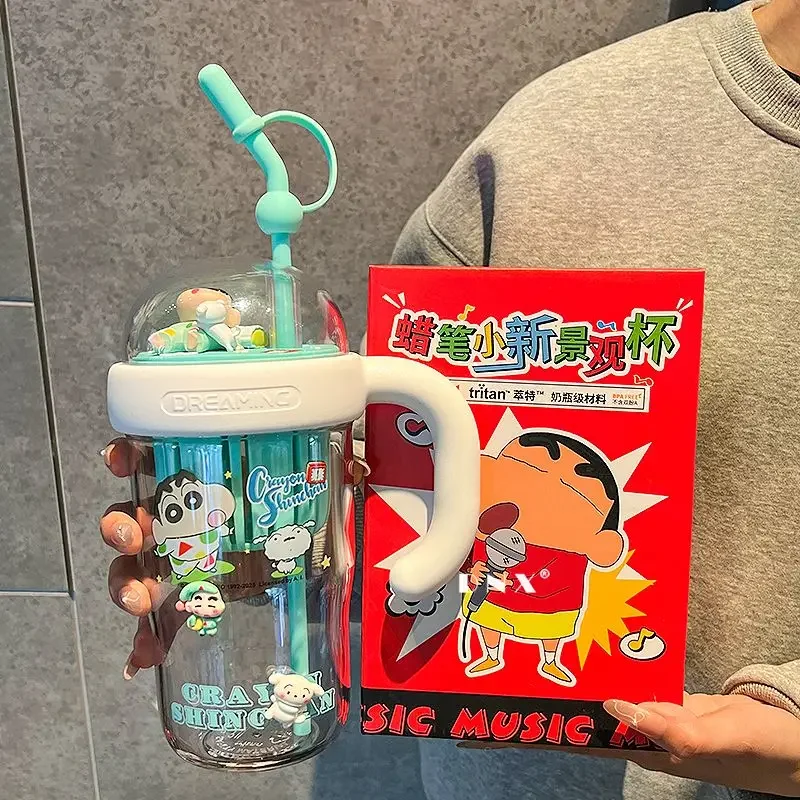 

Аниме Crayon Shin Chan, новая соломенная чашка, милый мультяшный летний уличный портативный большой емкости, чашки для воды, чашка для напитков, подарок на день рождения