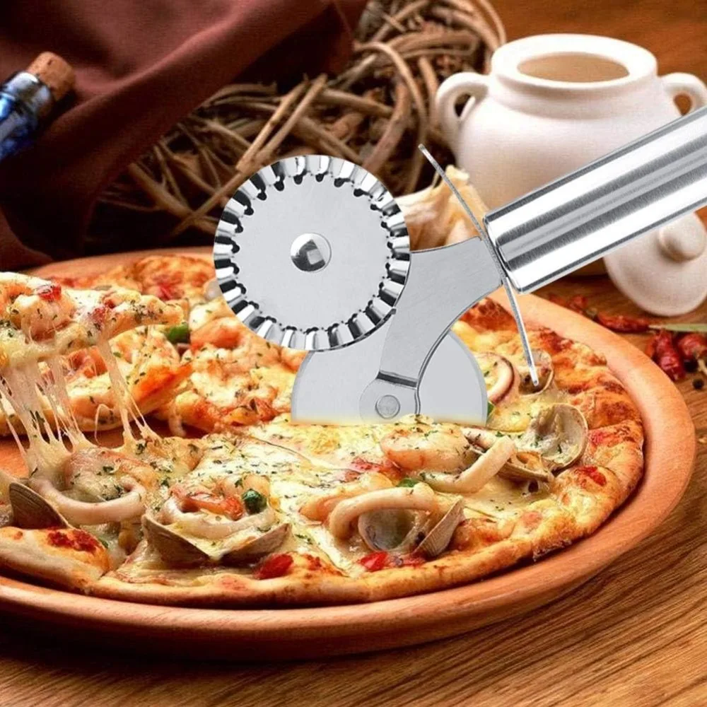 Pizza Roller Cutter Stainless Steel Pizza Knife Shovel Cake Crepes Multifunction Round Wave Cutter Wheels Hob Pizza Baking Tools