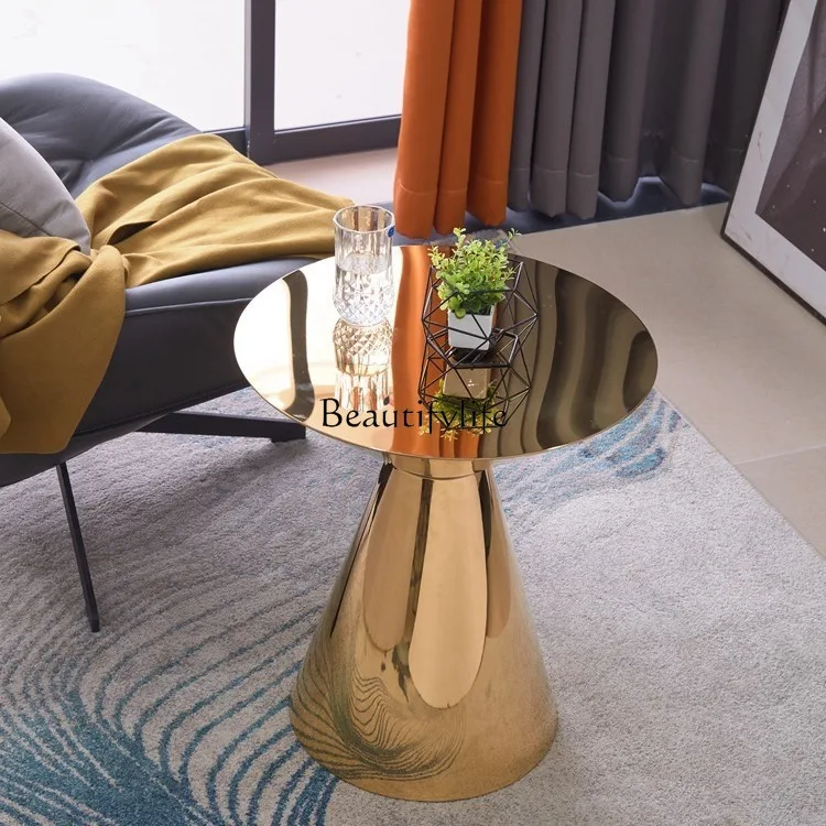 

Light Luxury Round Modern Minimalist Small Round Table Living Room Sofa Side High-end Fashion Stainless Steel Corner Table