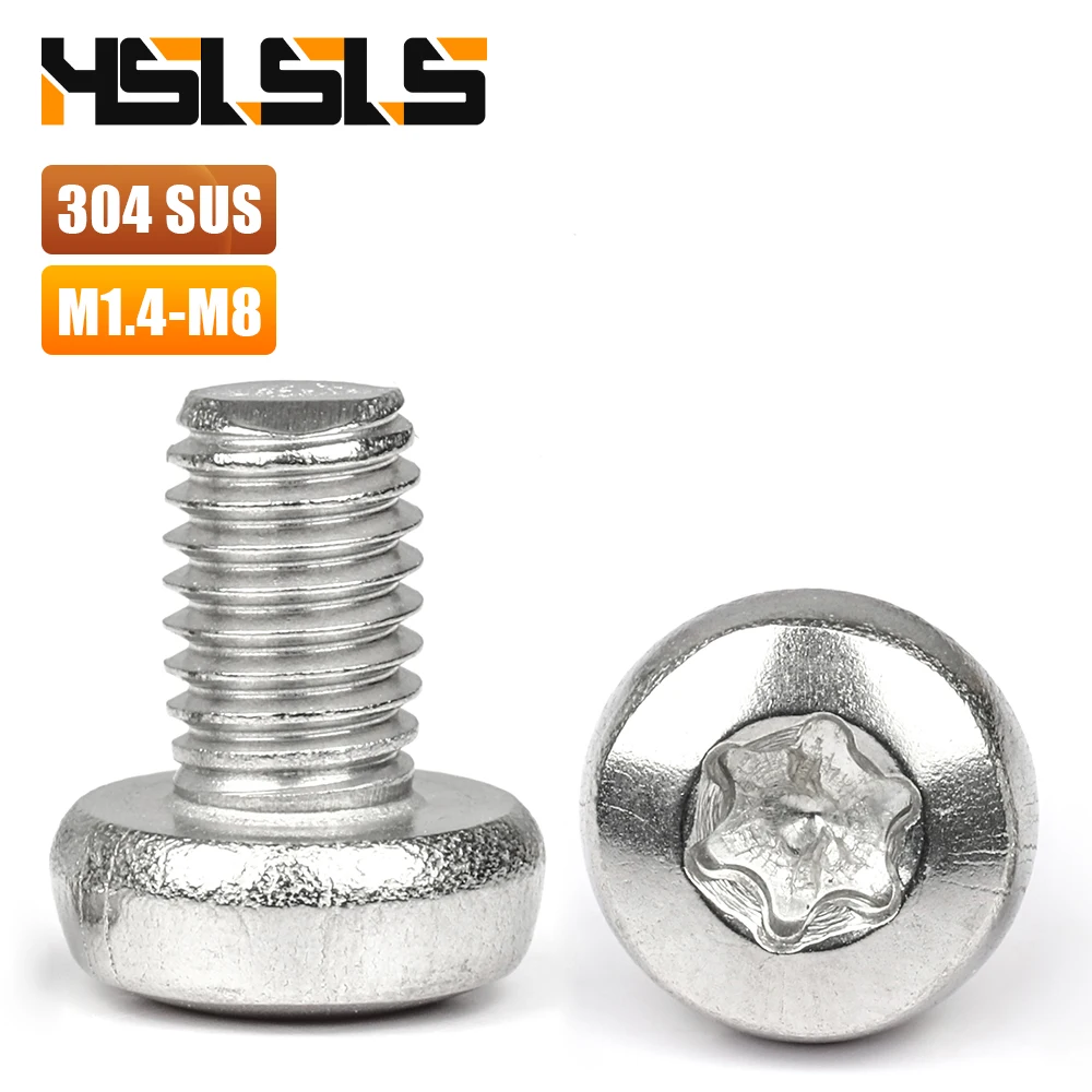 M2 M2.5 M3 M4 M5 M8 Torx Sechskant-Flachkopfschrauben aus 304 Edelstahl, Sternschrauben mit Torx-Antrieb, GB2672