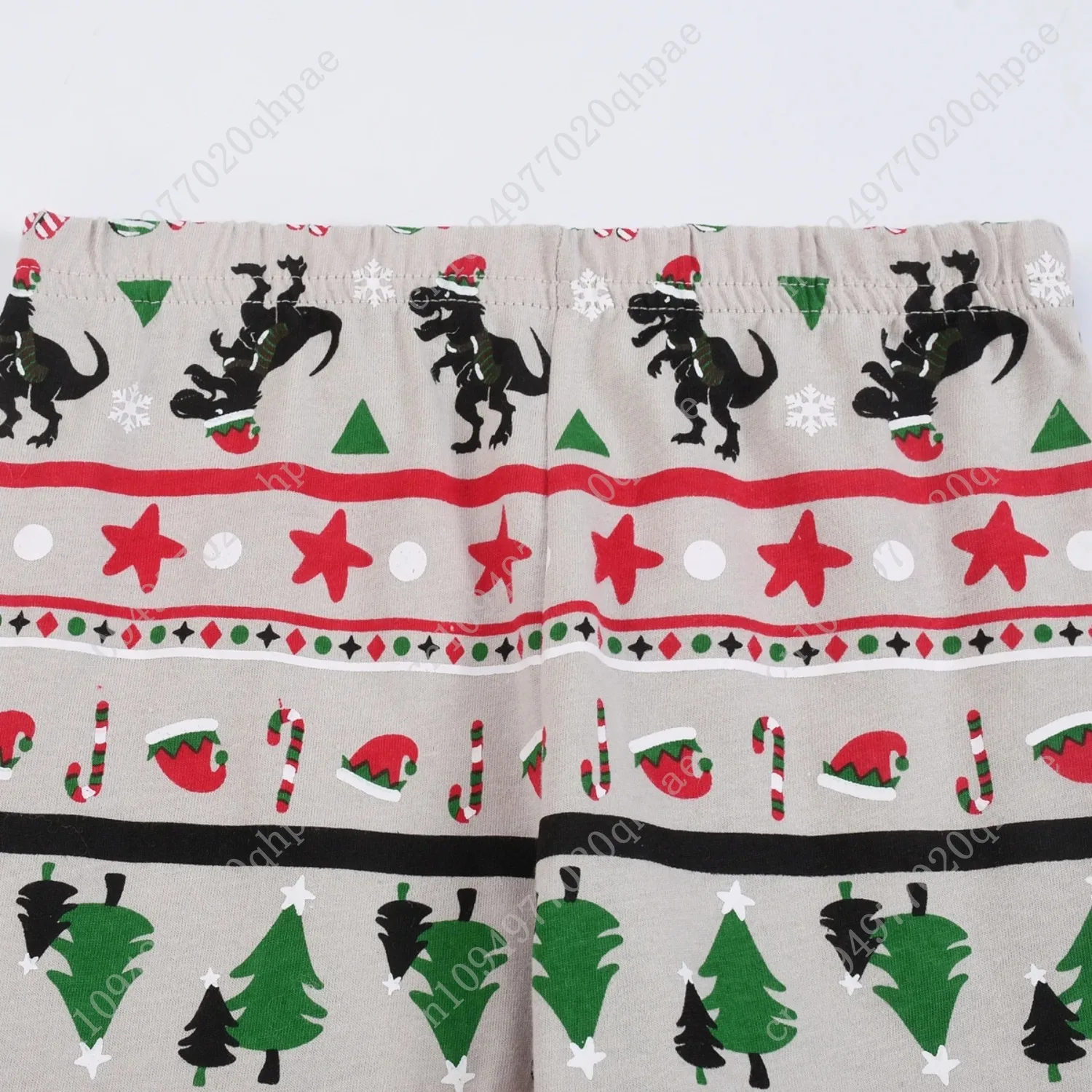 1615 set pigiama con pantaloni lunghi e maniche lunghe con motivo dinosauro natalizio ignifugo, adatto ai ragazzi dai 2 ai 9 anni