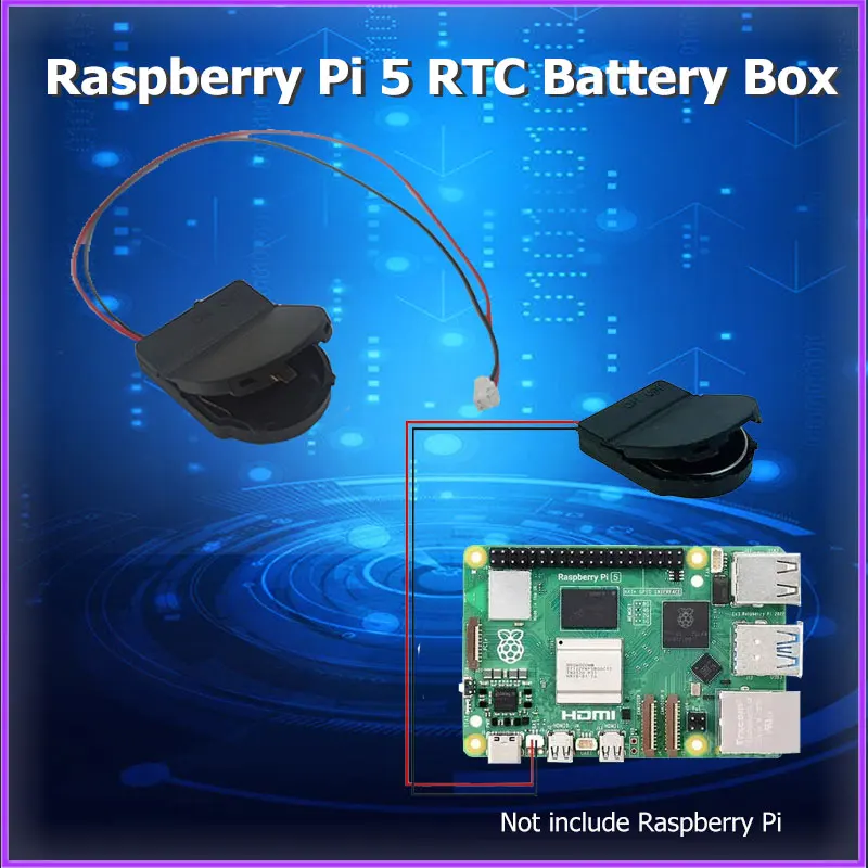 Raspberry Pi 5 RTC Battery Box Real Time Clock Holder for RPI 5 Pi5