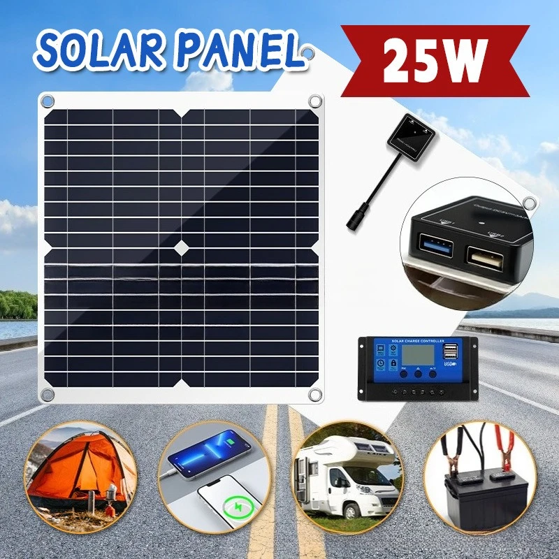 solar-panel-single-crystal25w-solar-power-bank-outdoor-emergency-portable-mobile-phone-car-photovoltaic-power-generation-panel