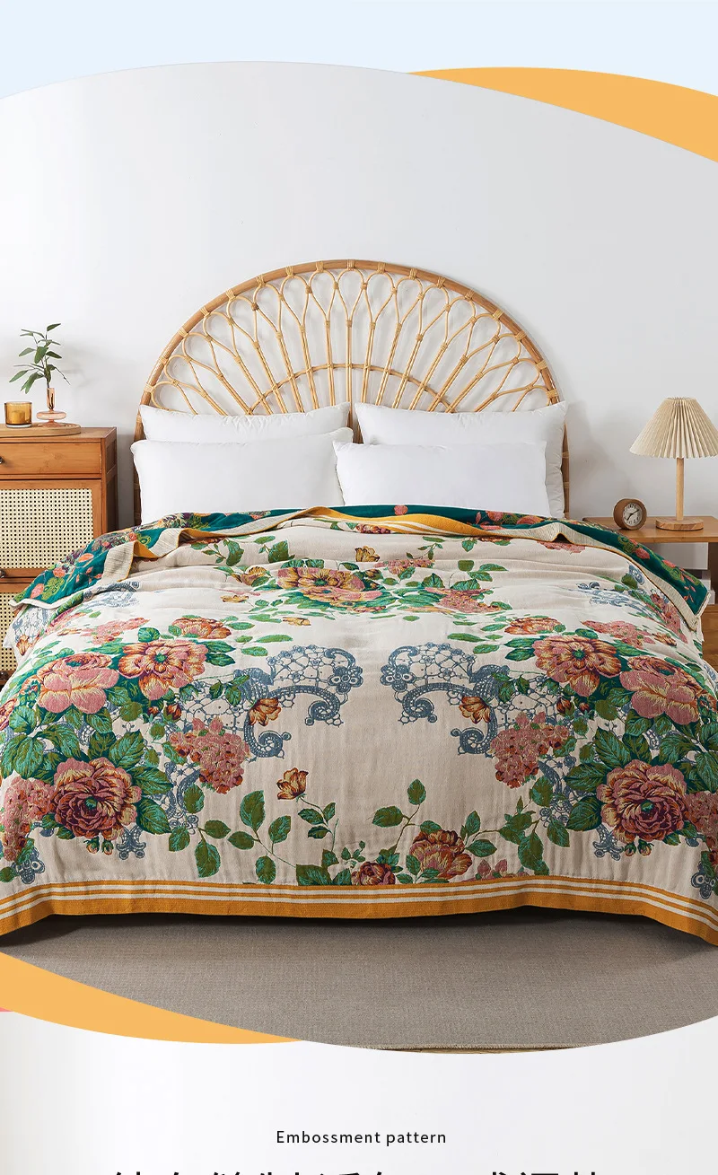 Cotton Floral Bedspread Blanket Pattern