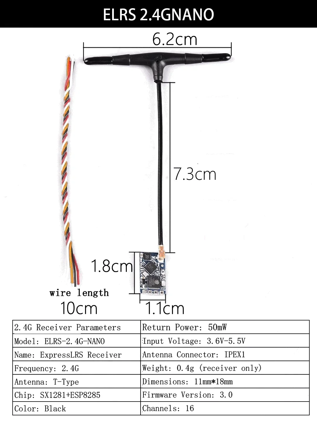 BAYCK ELRS 915MHz NANO Empfänger T-Typ Antenne WiFi OTA FPV Langstrecken-Renndrohne Quadcopter Zubehörteile – Detail 6