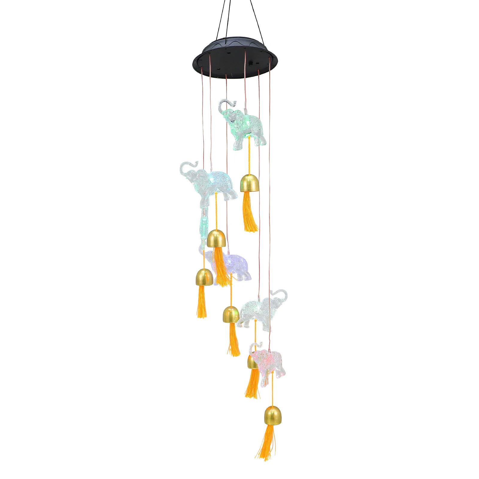 

Elephant Wind Chime Lamp Solar Powered Light Plastic Animal Yard Decoration Garden Hanging Outdoor Wedding Birthday Gift