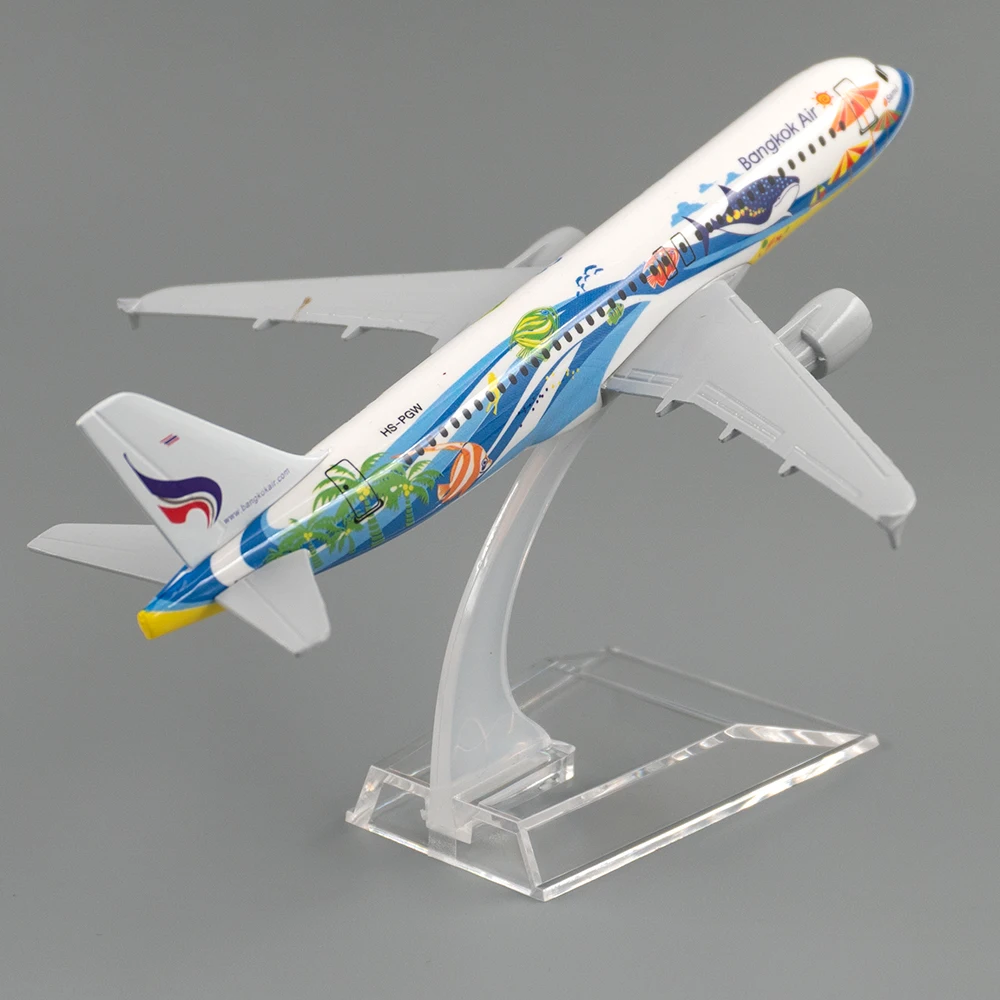 1/400 Scale Aircraft Airbus A320 Thailand Bangkok Air 16cm Alloy Plane Model Toys Children Kids Gift for Collection