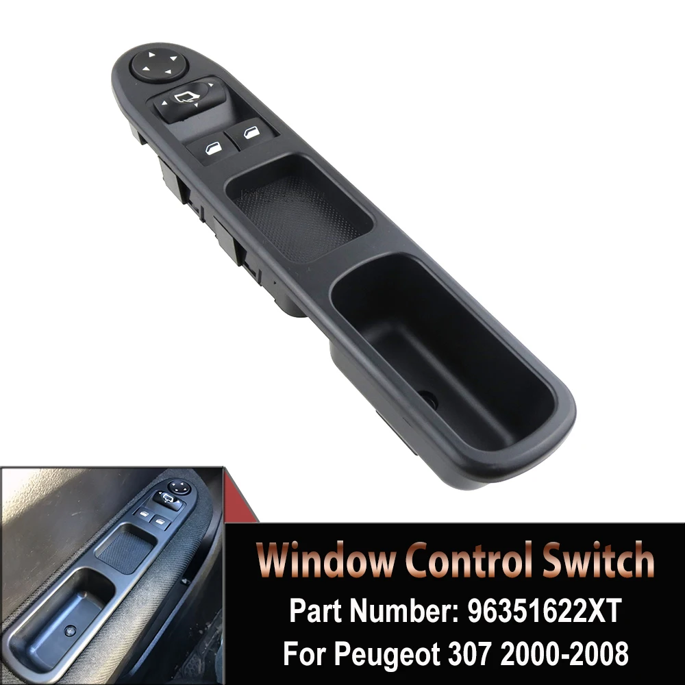 Nuevo interruptor de ventana eléctrica delantera del conductor del lado posterior del coche para Peugeot 307 2001 2002-2005 OEM 96351622XT 6554.E4 6554E4 piezas de automóvil