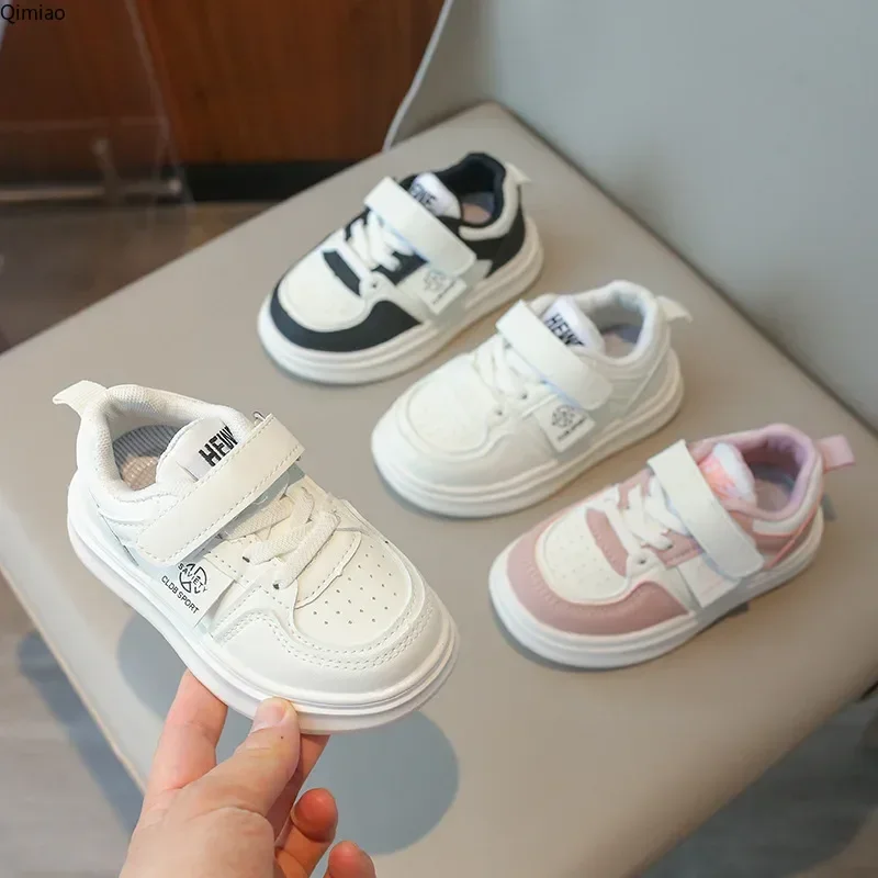 2025 Unique Stitching Classic White Sneakers for Children Year-Round Fashion Girls Boys Flat Sneaker Kids Casual Shoes H07243