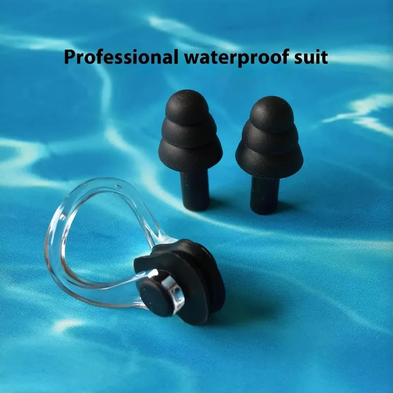 

Swimming nose clip earplug set silicone professional three-layer waterproof, non-slip and anti-choking nose obstruction adult
