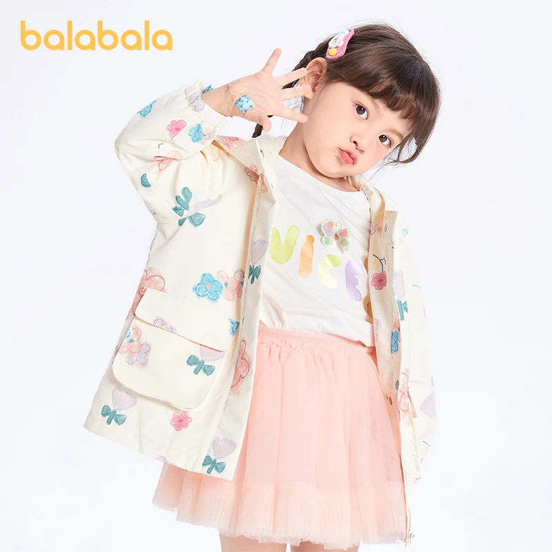 Balabala Toddler 2023 Girl Coat Spring New Fashion Trendy Cool Polar Fleece Two-Piece Suit