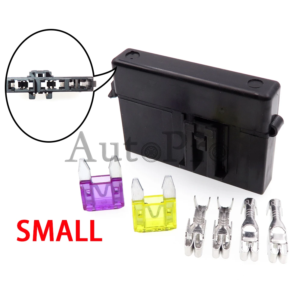 1 Set 2Ways Car AC Assembly Blade Type In-line Fuse Holder Small InLine Fuse Box Assembly With Terminal Mini Auto Power Socket