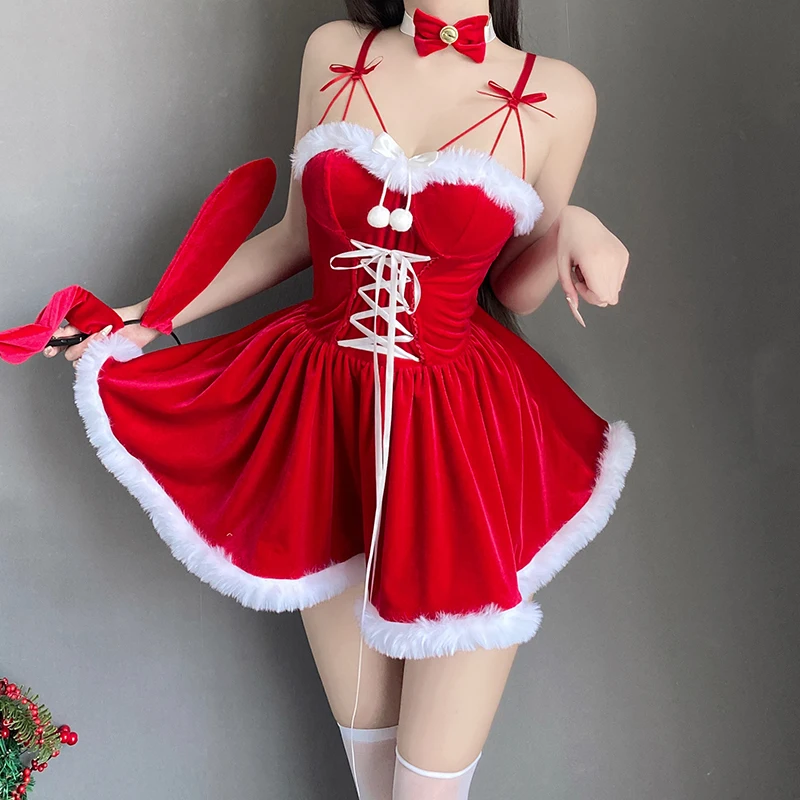 Xianyi Christmas costume cute bunny girl cosplay nightclub performance costume sweet dress set for women