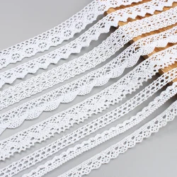 (4.6Meters/Roll) 5Yards White Cotton Embroidered Lace Net Dress Ribbons Fabric Trim DIY Sewing Handmade Crafts Materials