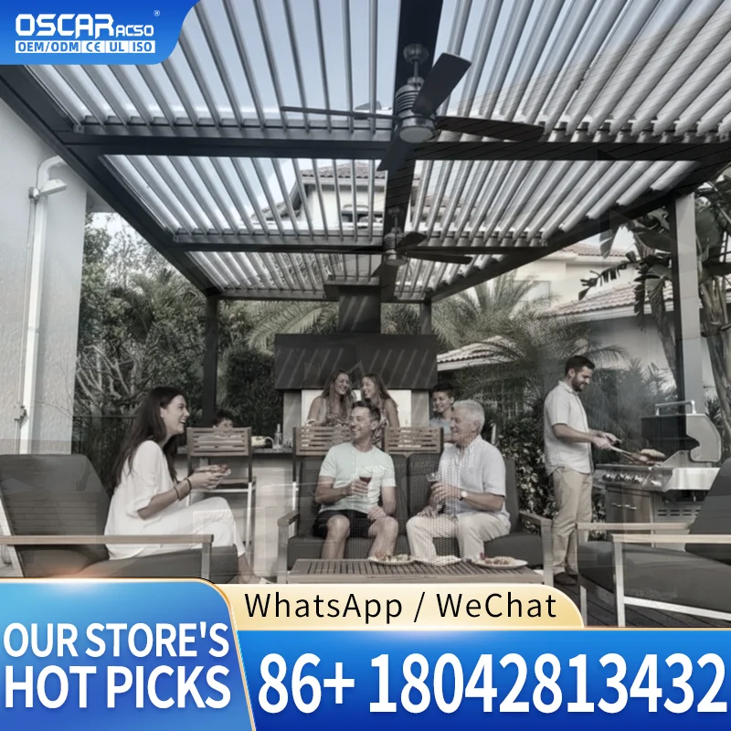 Motorised Outdoor Aluminium Louvre Pergola Garden Gazebo New Design Waterproof Outdoor Shade Structure for Patio Backyard Poolsi