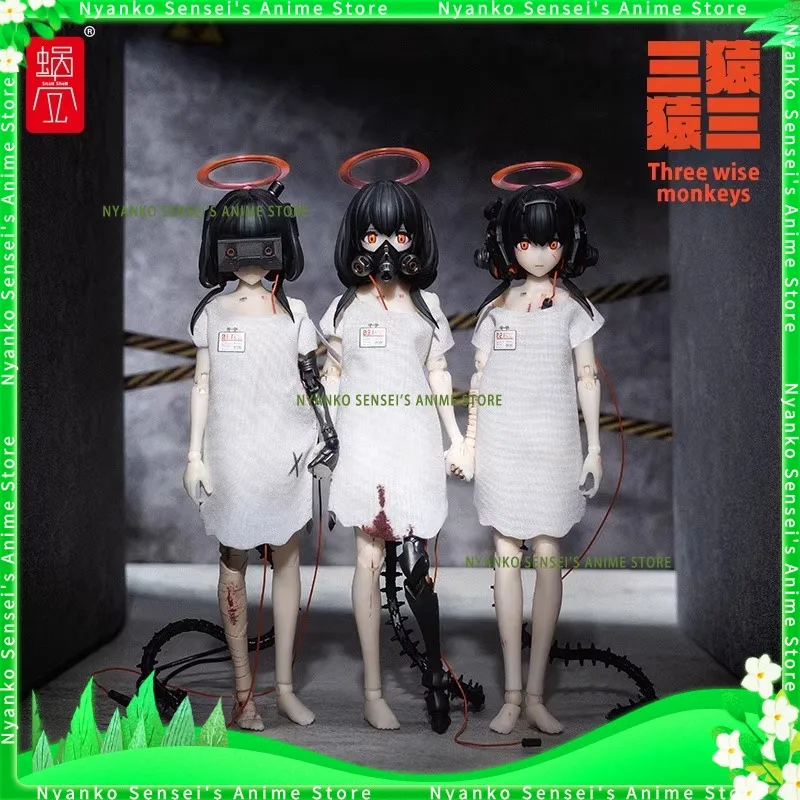 In Stock Snail Shell  Three Wise Monkeys No.01-03 See/Hear/Speak No Evil 1/12 Scale PVC Action Figure Model Collectible Toy Set